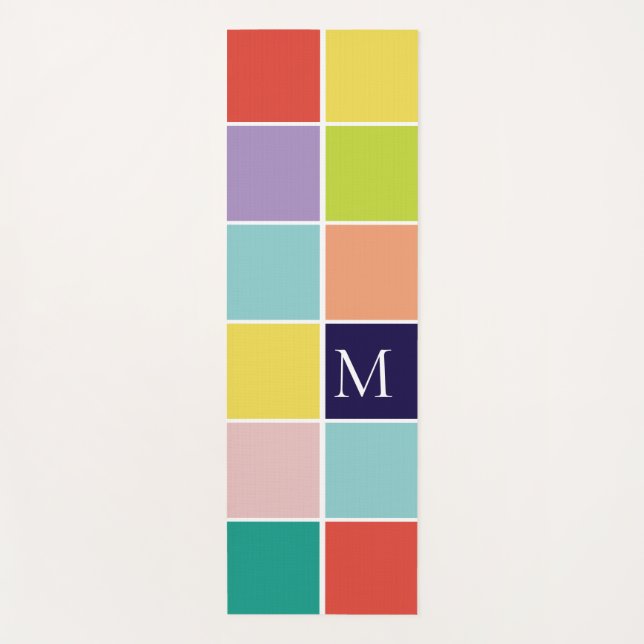 Modernes, quadratisches Blockmonogramm Yogamatte (Vorderseite)