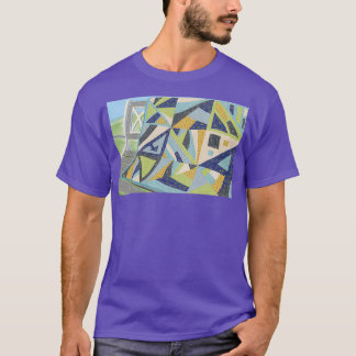 Modernes Quiltmuster auf Parkbank T-Shirt