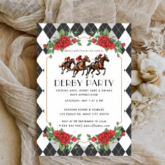 Modernes Race Horse Derby Party Reitsport Einladun Einladung