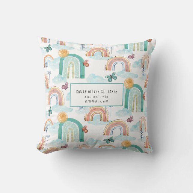 Modernes Rainbow BOHO Baby Kinderzimmer Geburtsstu Kissen (Vorderseite)