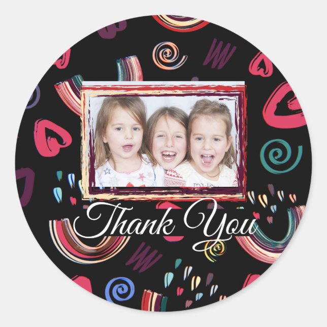 Modernes Rainbow Custom Foto Classic Round Runder Aufkleber (Vorderseite)