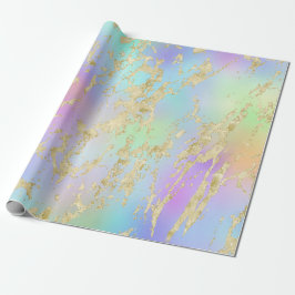 Modernes Rainbow-Gradient- und Gold-Marmormuster Geschenkpapier