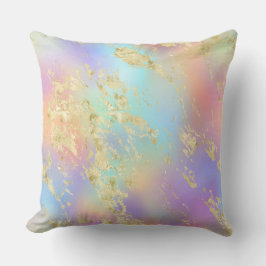 Modernes Rainbow-Gradient- und Gold-Marmormuster Kissen