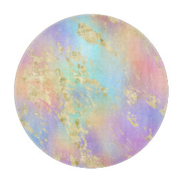 Modernes Rainbow-Gradient- und Gold-Marmormuster Schneidebrett