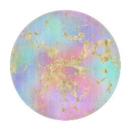 Modernes Rainbow-Gradient- und Gold-Marmormuster Schneidebrett