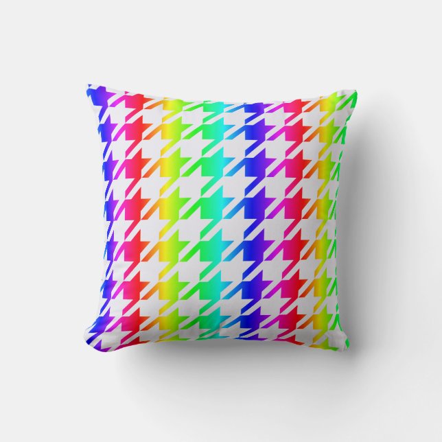 Modernes Rainbow-Hahnentrittmuster-Muster Kissen (Vorderseite)