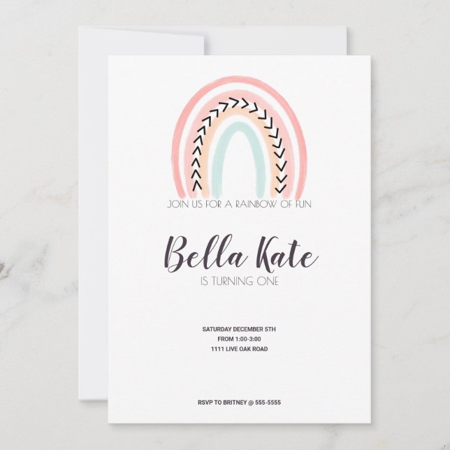 Modernes Rainbow-Kindergeburtstag-Party Einladung (Vorderseite)