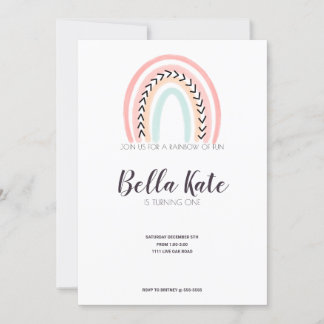 Modernes Rainbow-Kindergeburtstag-Party Einladung