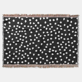 Modernes Random Polka Dot Muster Schwarz-Weiß Decke