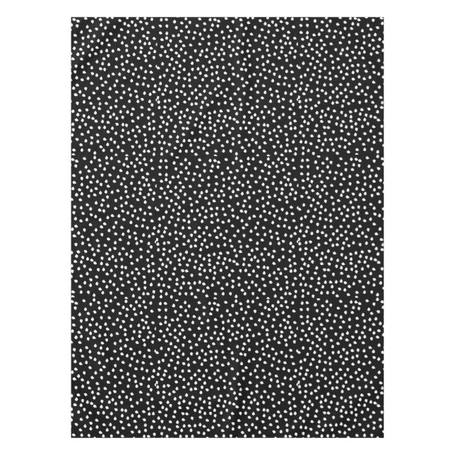 Modernes Random Polka Dot Muster Schwarz-Weiß Tischdecke (Vorderseite)