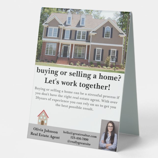 Modernes Real Anwesen Agent Custom Table Zelt Sign Tischaufsteller (Vorderseite)