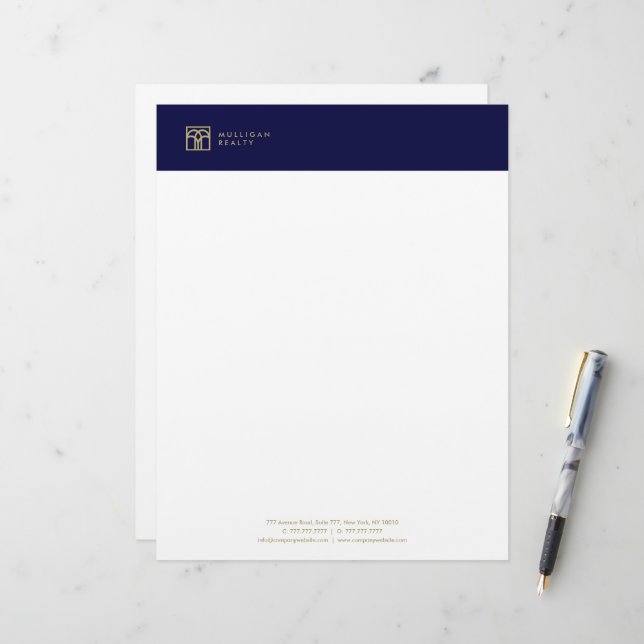 Modernes Real Anwesen Agent Letter Head Stationier Briefbogen (Vorderseite/Rückseite Beispiel)