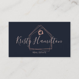 Modernes Real Anwesen Beruflich Realtor Navy Blush Visitenkarte