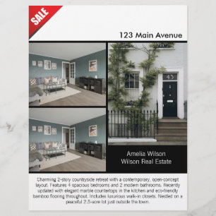 Modernes Real Anwesen Listing zweiseitiger Foto Fl Flyer