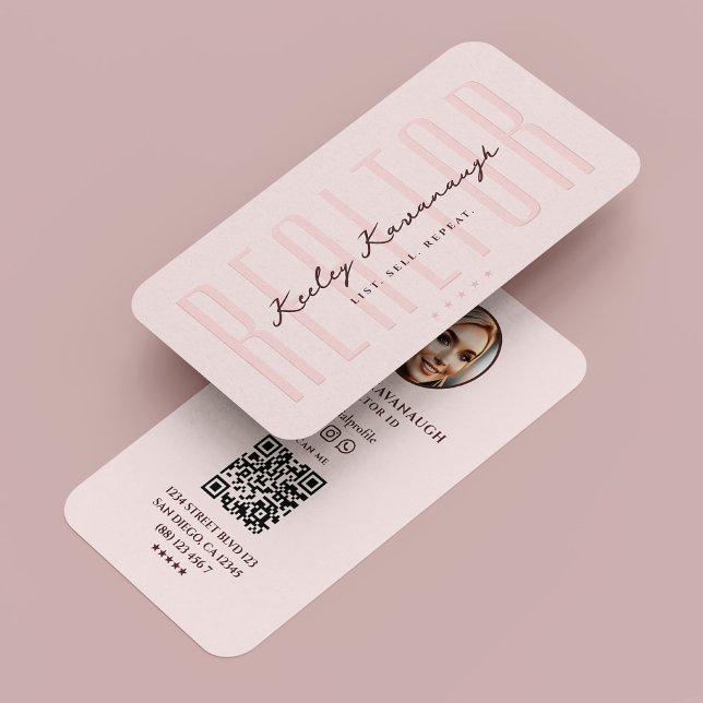 Modernes Realtor Foto Real Anwesen Agent Rosa Visitenkarte (Modern Realtor Photo Real Estate Agent Pink Business Card
)