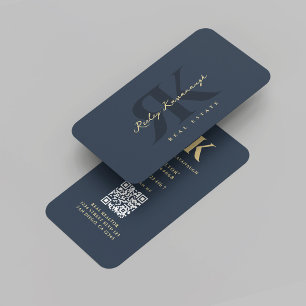 Modernes Realtor Monogram R K Dark Blue Gray Visitenkarte