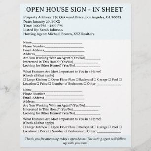 Modernes Realtor Open House Zeichen in Blatt