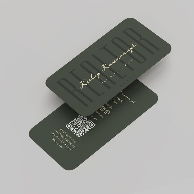 Modernes Realtor Real Anwesen Agent Green Gold Visitenkarte (Modern Realtor Real Estate Agent Green Gold Business Card
)