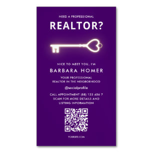 Modernes Realtor Real Anwesen Agent Royal Lila Magnetische Visitenkarte