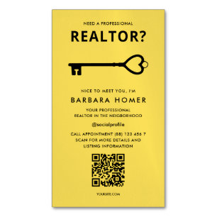 Modernes Realtor Real Anwesen Schwarz und Gelb Magnetische Visitenkarte