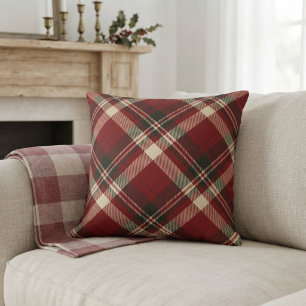 Modernes Red Beige Weihnachtsmuster Kissen