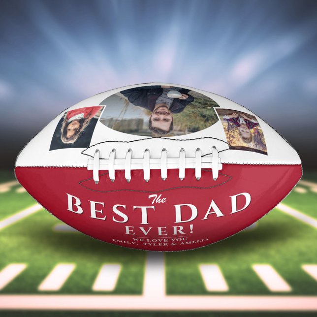 Modernes Red Best Vater Vater 3 Foto Collage Football (Von Creator hochgeladen)