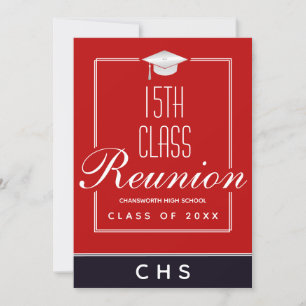Modernes Red Black 15. Class Wiedersehen Einladung