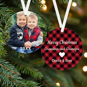 Modernes Red Buffalo Kariert Holiday Foto Keepake Ornament