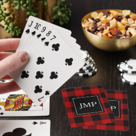 Modernes Red Buffalo Kariert | Persönliche Initial Spielkarten