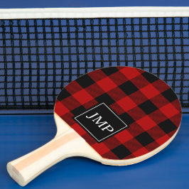Modernes Red Buffalo Kariert | Persönliche Initial Tischtennis Schläger