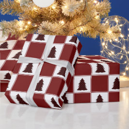 Modernes Red Buffalo Kariertes Weihnachtsbaummuste Geschenkpapier