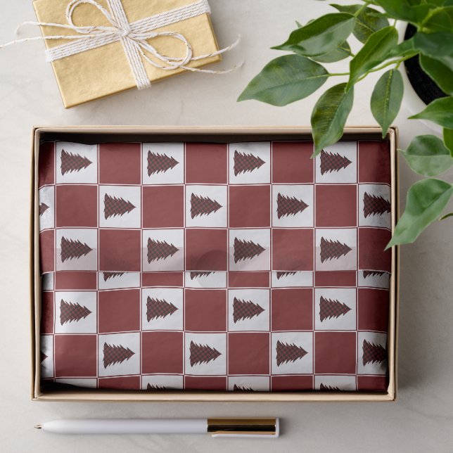 Modernes Red Buffalo Kariertes Weihnachtsbaummuste Seidenpapier (Geschenk)