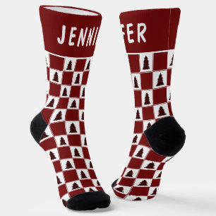 Modernes Red Buffalo Kariertes Weihnachtsbaummuste Socken