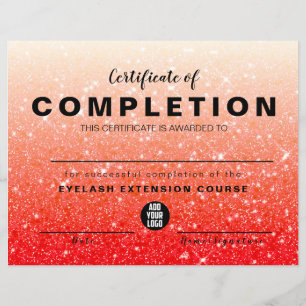 Modernes Red Glitzer Certificate of Completion