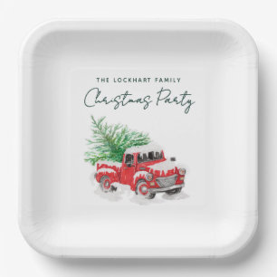 Modernes Red Truck Weihnachts-Party Pappteller