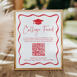 Modernes Red Uni Fund Abschluss QR Code Sign Poster