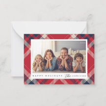 Modernes Red White Blue Kariert Weihnachtsfamilien