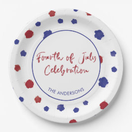 Modernes Red White Dots 4. Juli GRILLEN Party Pappteller