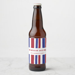 Modernes Red White Stripes 4. Juli GRILLEN Party Bierflaschenetikett