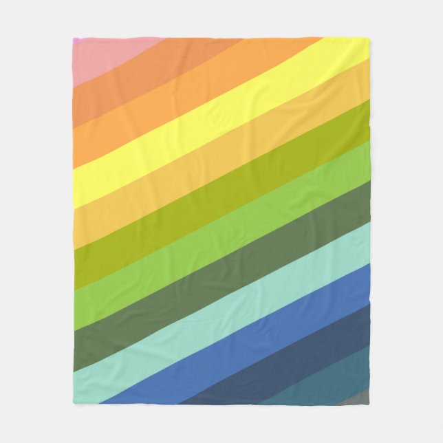 Modernes Regenbogen-Diagonal-Streifen Geometrische Fleecedecke (Vorderseite)