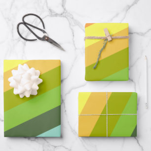 Modernes Regenbogen-Diagonal-Streifen Geometrische Geschenkpapier Set