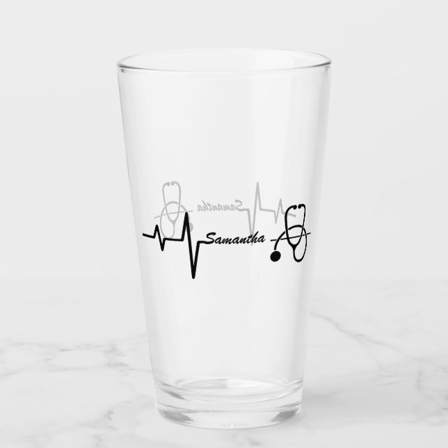 Modernes, registriertes Geschenk für Krankenschwes Glas (Vorderseite)