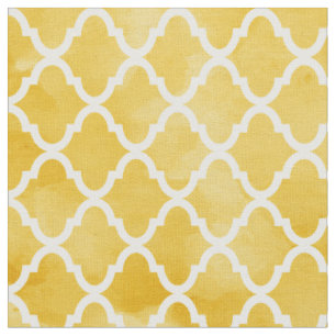Modernes reiches gelbes Aquarell Quatrefoil Muster Stoff