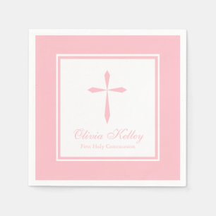 Modernes religiöses Kreuz, rosa Serviette