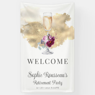Modernes Rente Party Champagner Glitzer Willkommen Banner