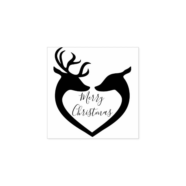 Modernes Rentier Herz frohe Weihnachtsnamen Rubber Gummistempel (Prägung)