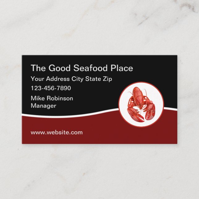 Modernes Restaurant mit Meeresfrüchten Visitenkarte (Vorderseite)