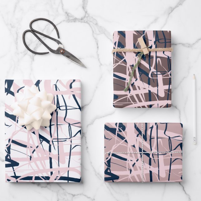 Modernes Reteo Geschenkpapier Set (Vorderseite)