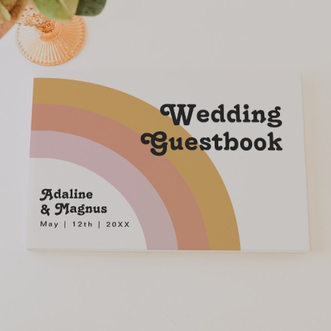 Modernes Retro 70er Jahre Rainbow Wedding Gästebuc Gästebuch (Von Creator hochgeladen)