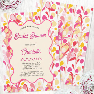 Modernes Retro-Abstrakt rosa Brautparty Einladung